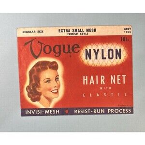 Vintage 1940’s  VOGUE Hair Net in Envelope, Regular Extra Small Mesh Grey #105